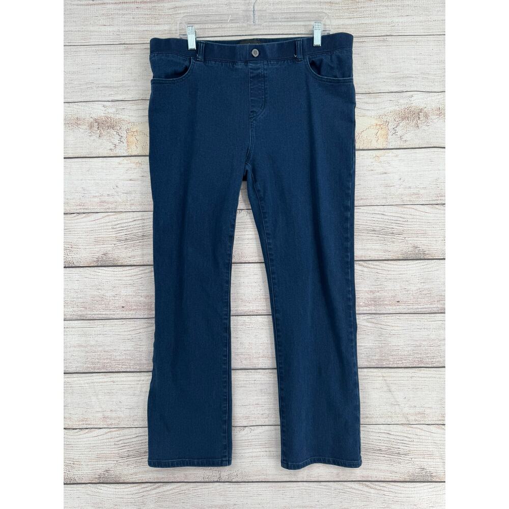 Betabrand Straight-Leg 4-Pocket Yoga Denim Jeans Womens XL Petite Blue Dark Wash